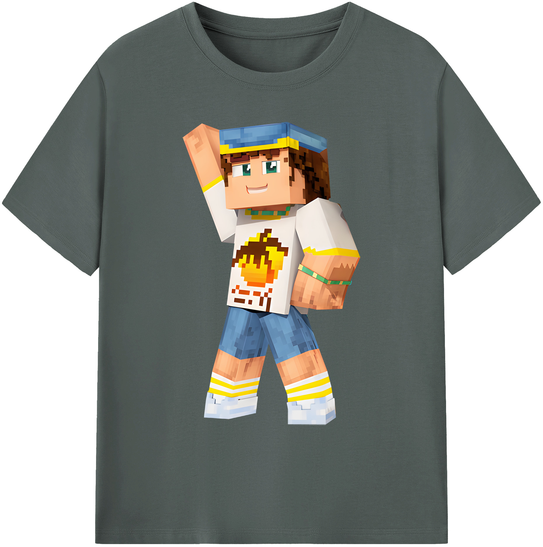 （画像用） マインクラフト ブロックの世界 Minecraft MC Block world 綿100％ メンズ半袖Tシャツ｜肌触りやわらか＆通気性